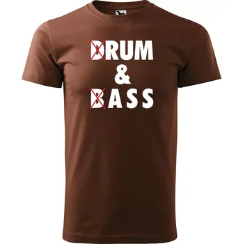 Sablio Tričko s potiskem Drum & Bass - hnědé 4XL