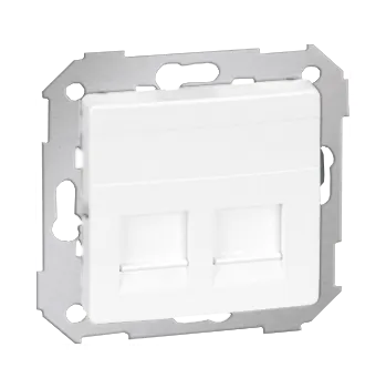 vypínač Kryt komunikační a datové zásuvky 2 násobný, pro 2 konektory RJ45/RJ12/RJ11, plochý, Simon 82 82006-30, bílá
