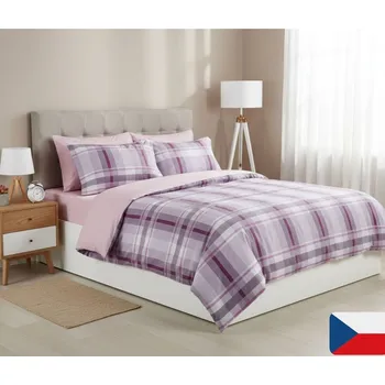 Povlečení Bavlněné povlečení Káro lila Velikost: 70x90, 140x200 cm