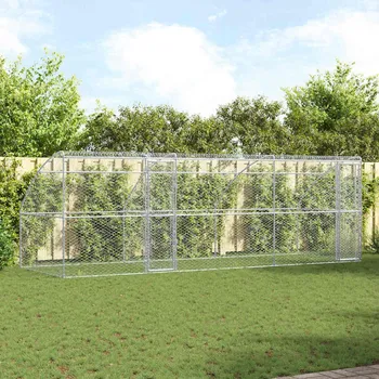 klec pro psa Psí kennel s úložištěm 3 pcs Stříbrná 6 x 2 x 2 m Ocel Stříbrná3368339