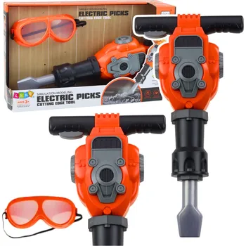 Dětská dílna LEAN Toys Sada pro kutily pneumatické kladivo a brýle oranžové