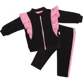 Mamatti Dětská tepláková souprava zapínání na zip Princezna Puntík - černá s volánky - 68 (3-6m)