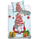 TipTrade Vánoční bavlněné povlečení 140x200 x 70x90 cm - Skřítek s dárečky