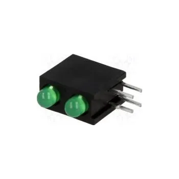 Polovodič LED zakrytovaný zelená 3mm Poč.diod 2 20mA 60° 2,2÷2,5V