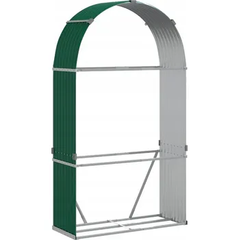 Stojan na palivové dřevo, zelený, ocelový, 120 x 45 x 210 cm