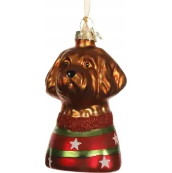 Vánoční ozdoba Vánoční Koule skleněná pes (hlava) mix 8,8 cm