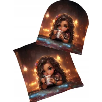 Čepice Dětská zimní podzimní sada Čepice Nákrčník pro dívku