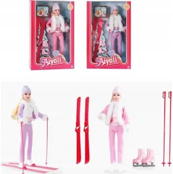 PANENKA S LYŽEMI A BRUSLEMI V ZIMNÍM OBLEČENÍ DÁREK PRO DÍVKY SWEDE