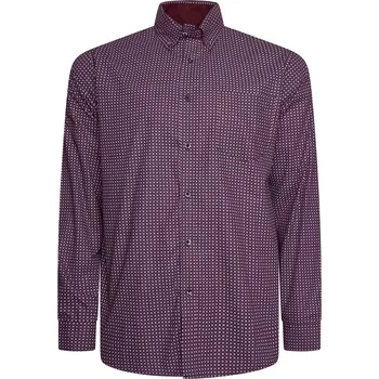 Pánská košile Velká pánská vzorovaná košile s dlouhým rukávem Kam 6360 bordová (2XL)