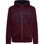 Pánská velká mikina KAM 7087 zapínací zateplená s kapucí a potiskem vínová (8XL)