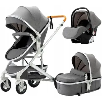 Kočárek Wózek 3w1 TopShop Lehký Wózek 3w1 Kočárek Gondola Sedačka černá, zlatá