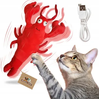 Hračka pro kočku Hračka pro kočky psy INTERAKTIVNÍ SKÁKAJÍCÍ humr XXL na USB, pohyblivý ocas