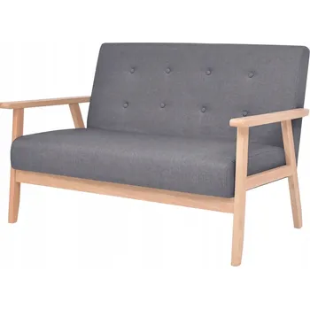 Pohovka Dvoumístná Pohovka Komfortní, Tmavě Šedá, 113,5x67x73,5 cm, Dřevo a Polyester