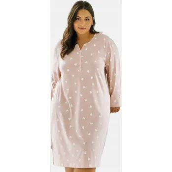 Dámské noční prádlo Košile Taro noční košile noční pudrová růžová s dlouhým rukávem pod kolena velikost XXL