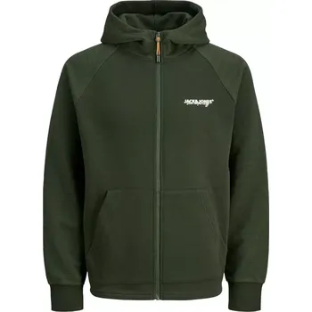 Oblečení a móda Velká pánská rozepínací mikina s kapucí Jack & Jones 12285531 zelená (6XL)