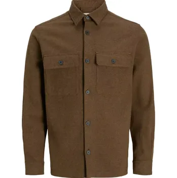 Oblečení a móda Velká pánská košile s dlouhým rukávem Jack & Jones 12288192 hnědá (6XL)