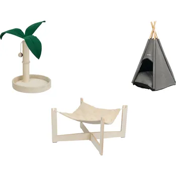 zoofari® Škrabadlo s odpočívadlem / Závěsná síť / Týpí pro domácí zvířata