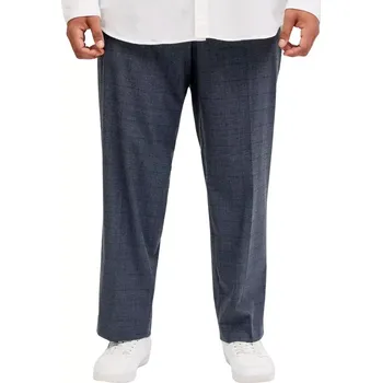 Pánské kalhoty Velké pánské elegantní kostkované kalhoty Jack & Jones 12287547 v tmavě modré barvě (74R)