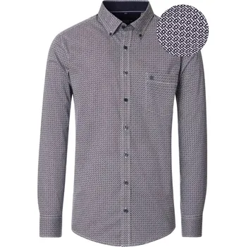 Pánská košile Velká pánská košile s jemným vzorem s dlouhým rukávem Casa Moda 454485400-104 tmavě modro-bílá (5XL)