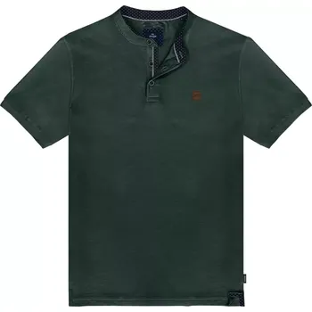 Pánské tričko Velké pánské polo tričko se stojáčkem hladké Double PS-3046 tmavě zelené (6XL)