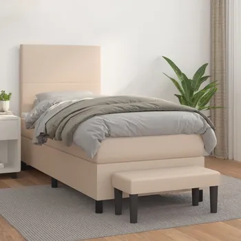 Postel vidaXL Box spring postel s matrací 80 x 200 cm umělá kůže [3137509] Barva: cappuccino