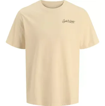 Oblečení a móda Velké pánské tričko s potiskem na zádech Jack & Jones 12285601 béžový (7XL)