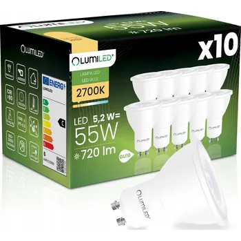 Žárovka 10x LED žárovka GU10 Reflektor PAR16 5,2W = 55W 720LM 2700K 38° LUMILED