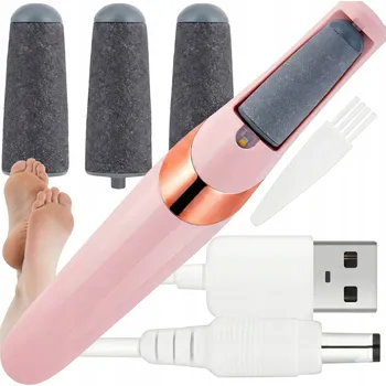 Pilník na nohy Lewer, kovový, růžový, se 4 vyměnitelnými válečky