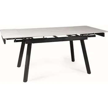 Jídelní stůl Jídelní rozkládací stůl John 150/210 cm keramika bílý mramor/černý