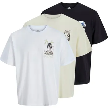 Pánské tričko Velké pánské trička s krátkým rukávem trička s velkým potiskem na zádech 3 kusy Jack & Jones 12285075 multi (4XL)