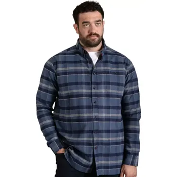 Pánská košile Velká pánská kostkovaná košile s dlouhým rukávem Duke D555 Shrewsbury modro-tmavě modrá (5XL)