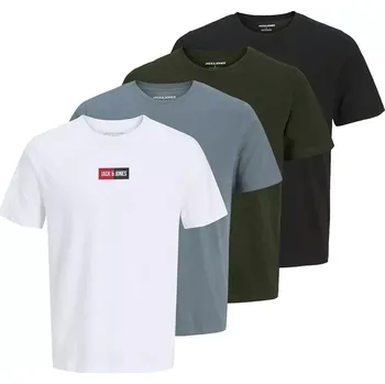 Oblečení a móda Velká pánská trička s potiskem krátké rukávy 4 kusy Jack & Jones 12287817 multi (5XL)