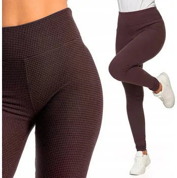 Dámské oblečení Hnědé zateplené legíny Moraj klasického střihu s vysokým pasem, velikost L/XL