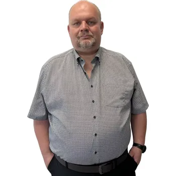 Pánská košile Casa Moda velká pánská vzorovaná košile s krátkým rukávem 844258100-200 námořnická modrá a hnědá (54R)