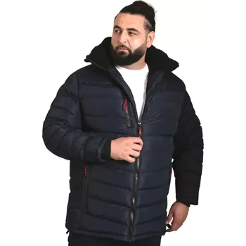 Duża męska kurtka zimowa pikowana z kapturem Duke D555 Workington granatowa (3XL)