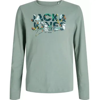 Pánská košile Velká pánská dlouhá košile longsleeve s nápisy Jack & Jones 12285658 zelená (5XL)