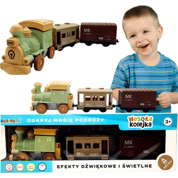 Vláček a vláčkodráha Veselý vláček vláček retro lokomotiva s vagóny a pohonem