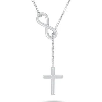 Módní doplněk Brilio Silver Stříbrný dámský náhrdelník Nekonečno a Křížek NCL195W + 2 měsíce na vrácení zboží