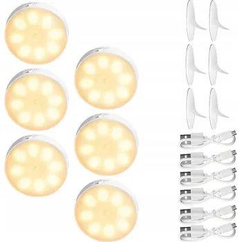 Noční světlo NOČNÍ LAMPA LED S ČIDLEM POHYBU A SOUMRAKU BEZDRÁTOVÁ MAGNETICKÁ 6X