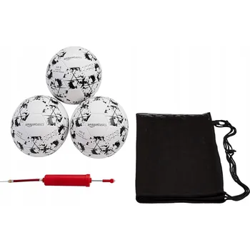 Fotbalový míč Míč 3 ks Sada na fotbal: pumpička, síťka, míče amazon Basics, vel. 5