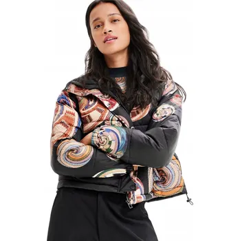 Moto bunda DESIGUAL ČERNÁ PROŠÍVANÁ BUNDA S VZOREM (XL)