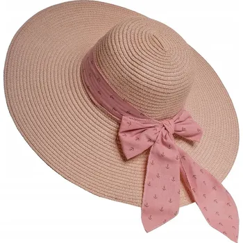 Klobouk Agrafka slaměný klobouk růžový univerzální velikost