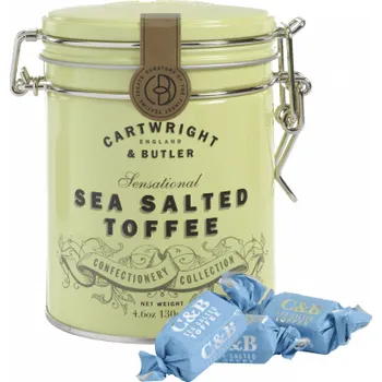 Bonbon Cartwright & Butler Sea Salted Toffee Karamelové bonbony s mořskou solí v plechové dóze, 130 g