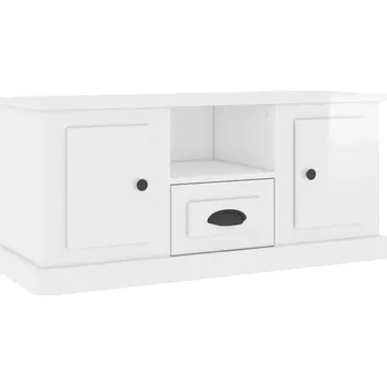 Televizní stolek Bílá TV skříňka s vysokým leskem 100 x 35,5 x 45 cm