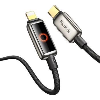 Mcdodo – datový kabel (CA-6670) – s dýchacím světelným LED displejem, USB-C na Lightning, automatické vypnutí, 36W, 1,2m – černý