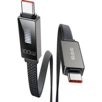Datový kabel Mcdodo Rythm Series (CA-4470) – Type-C na Type-C, 100W, LED displej, PD rychlonabíjení, 1.2m – černý