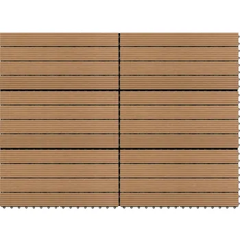 Venkovní dlažba Sada terasových WPC dlaždic hnědá 1,08 m2 (6 kusů) 60 x 30 cm
