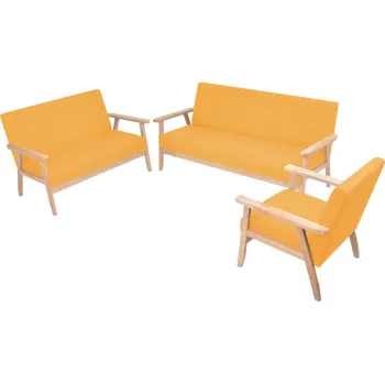 Sedací souprava vidaXL 3dílná sedací souprava textilní čalounění žlutá