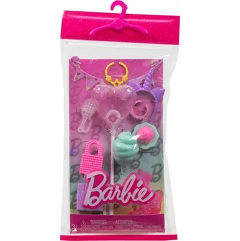 Panenka BARBIE Sada 11 Dílů Módní Doplňky RŮŽOVÉ SRDCE od MATTEL 3+ Let
