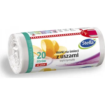 Pytle na odpadky Stella pytle na odpadky s oušky, odolné, 20L, 30 ks, bílé